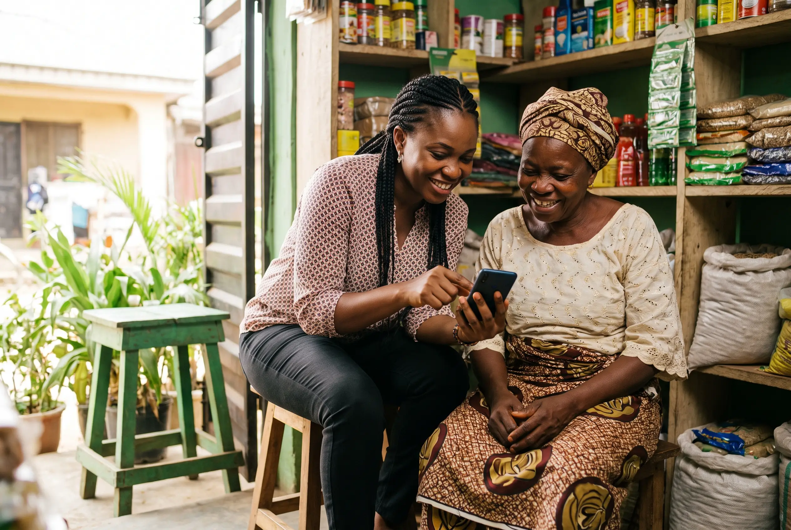 A Liberty Life partner helping a shop owner get covered on her phone
